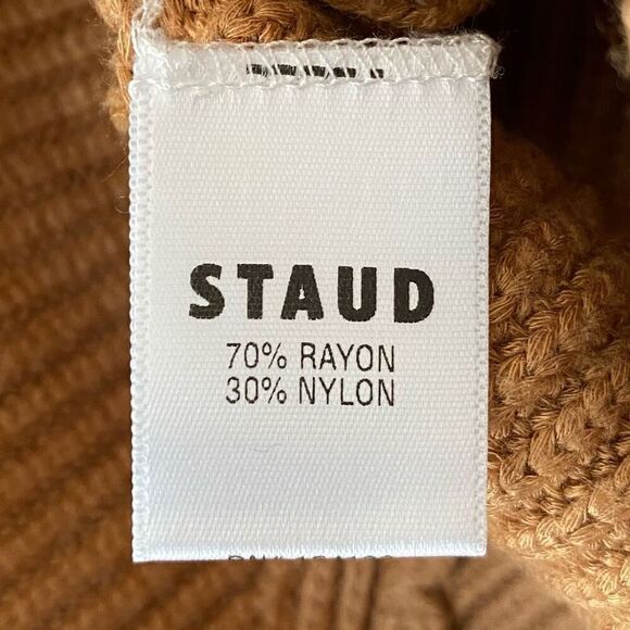 Staud Buxton Brown Ribbed Knit Short Sleeve Sweater NWT Size Extra Large - Picture 5 of 7